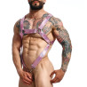 MOB Eroticwear Harnais Cross Cockring Dngeon Rose